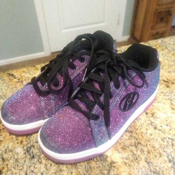 Heelys Girls Split Purple Aqua Skate Shoes Glitter Roller Shoes Size Youth 4 - Picture 1 of 12
